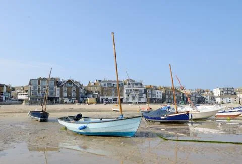Boats at low tide Stock Photos