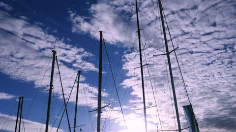 Boats masts on the sky Video stock 68431824