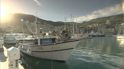 Boats in Monaco Harbour Stock Footage 35803532