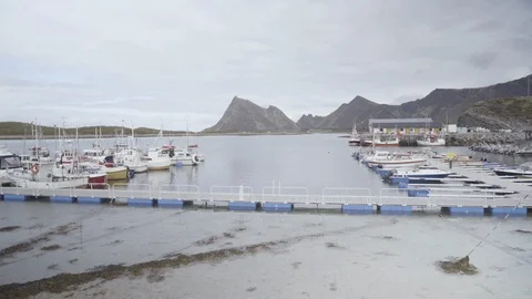 Boats moored at the harbor Video stock 85831297