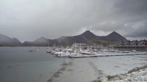 Boats moored at the harbor Stock Footage 85832491