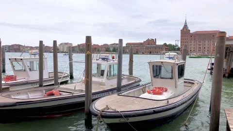 Boats moored in the harbor Stock Footage 133256619