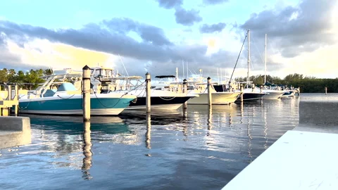 Boats moored at marina Stock Footage 277913110