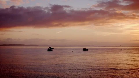 Boats moored out at Sea stock footage Stock Footage