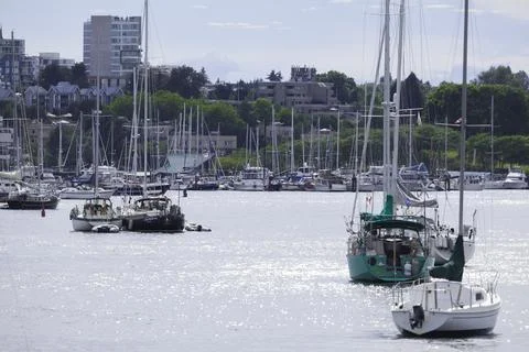 Boats moving on the ocean Stock Photos