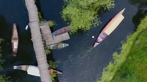 Boats Navigating Underneath Bridge Stock Footage 107646166