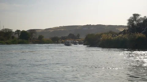 Boats on the Nile river Stock Footage 96985634