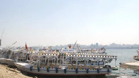 Boats on the Nile river Stock Footage 270574029