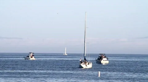 Boats in the ocean Stock Footage 734994