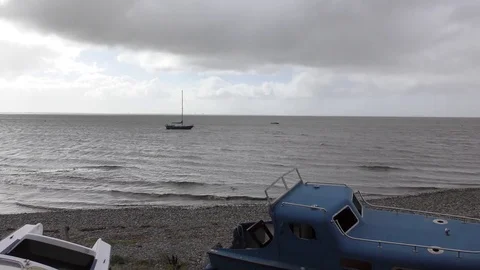 Boats ocean strorm clouds Stock Footage 82574534