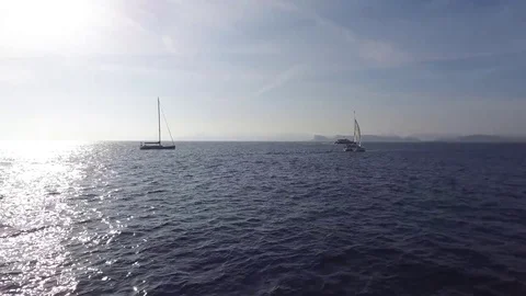 Boats in the open sea Stock Footage 71455097