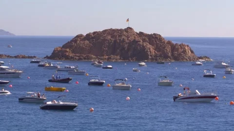 Boats parked at the beach in Tossa de Mar, Spain 動画素材 67397280