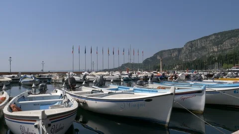 Boats parked at the pier Stock Footage 89325531