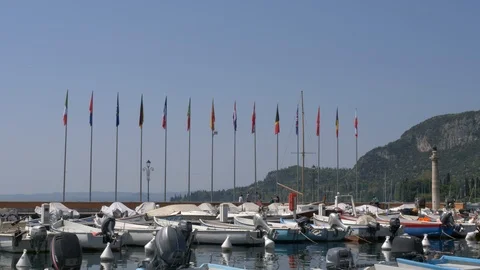 Boats parked at the pier Stock Footage 89325764