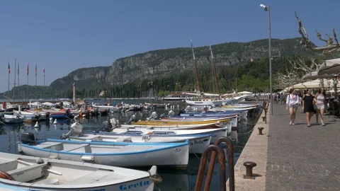 Boats parked at the pier Stock Footage 89325951
