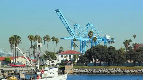 BOATS PASS IN FRONT OF PIER Stock Footage 912950
