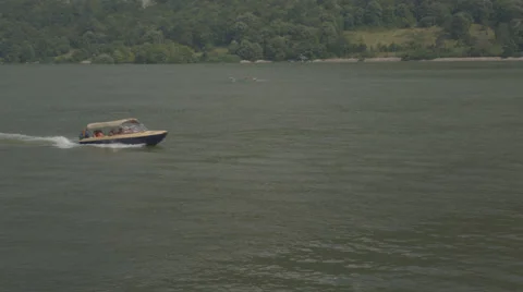 Boats with passengers on Danube river Stock Footage 65787178
