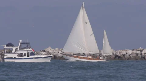 Boats Passing Each Other In The Harbor Stock Footage 45842953