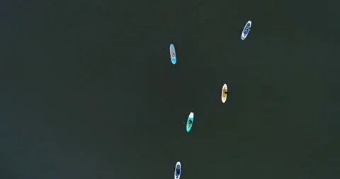 Boats with people float Stock Footage 136386315