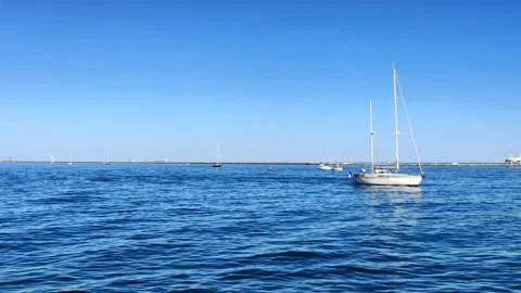 Boats returning to the pier Stock Footage 134455055