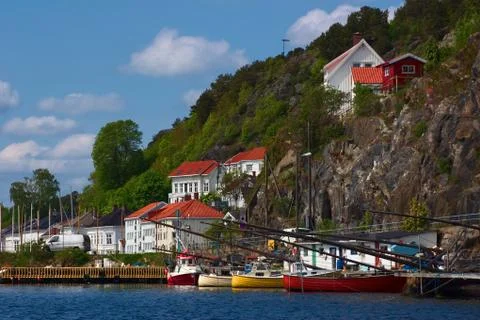 Boats in risor, norway Stock Photos