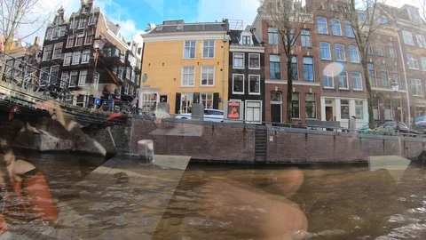 Boats On River In Amsterdam Stock Footage 126908828