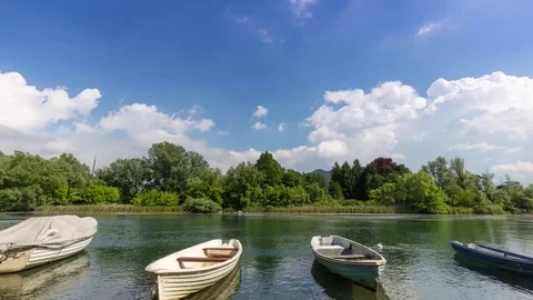 Boats on the river Stock Footage 81971231