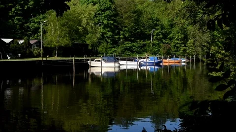 Boats in river Stock Footage 90245659