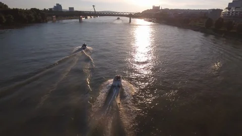 Boats on river Stock Footage 120538828