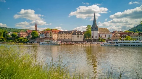 Boats on a river Stock Footage 124106445