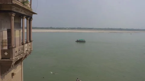 Boats in the River Ganges Video stock 266280875