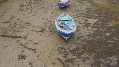 Boats on the river at low tide Video stock 218432215
