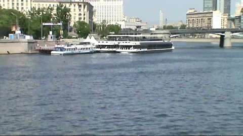 Boats on the river Moscow Video stock 5376533