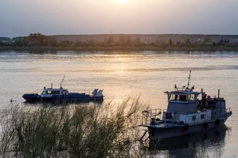 Boats on a river Stock Photos