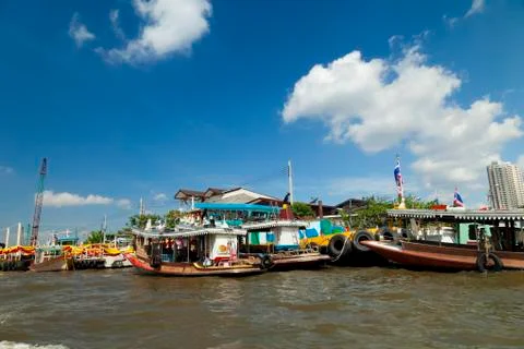 Boats on the river Stock Photos