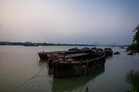 Boats in the river Stock-Fotos