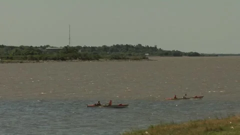 Boats on a river. Rowing on the waters. Stock Footage 159983380