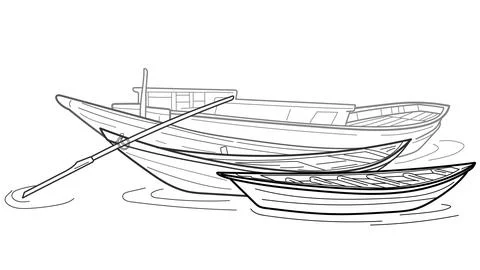 Boats On the river side Stock Illustration