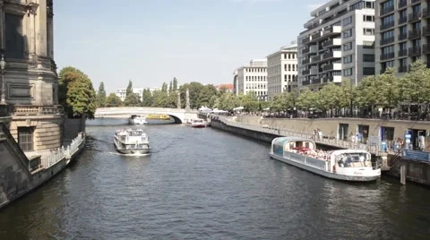 Boats on the River Spree Stock Footage 67184370