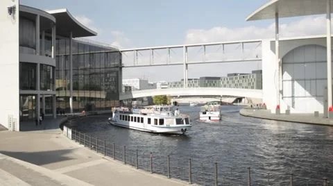 Boats on the River Spree Stock Footage 67186574