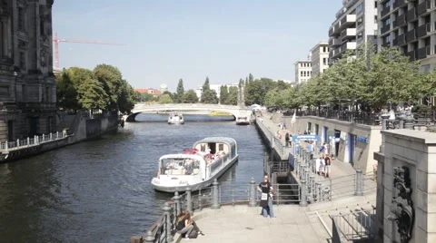 Boats on the River Spree Stock Footage 67212816