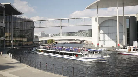 Boats on the River Spree Stock Footage 67364326