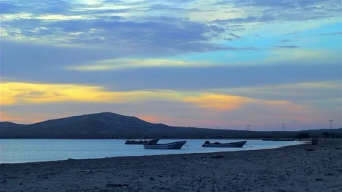 Boats at the river on a sunset 스톡 동영상 75170722