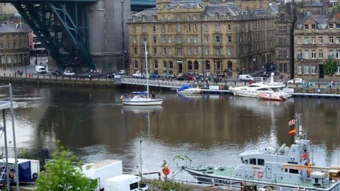 Boats on the River Tyne Stock Footage 76027685