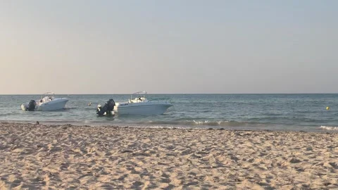 Boats Rocking on Waves in Evening Light Stock-Footage 342382427