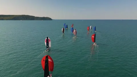 The boats sail using the gennaker Stock Footage 254584032
