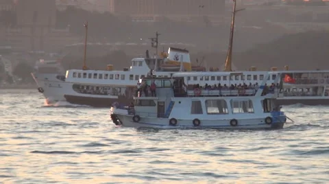 Boats on The Sea Under Sunset Stock Footage 46261425