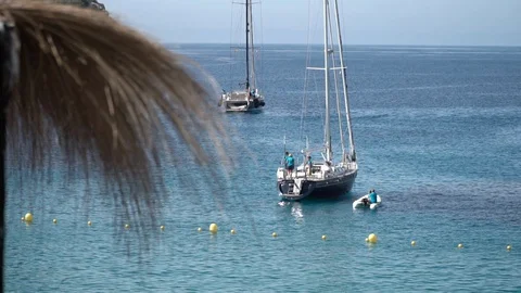 Boats seen from the coast Stock Footage 127869058