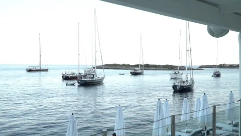 Boats seen from restaurant Stock Footage 127869554