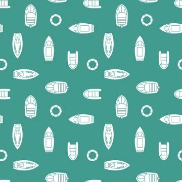 Boats silhouettes seamless pattern Stock Illustration